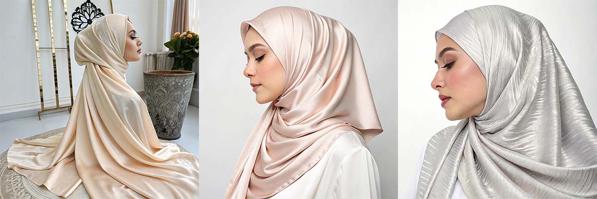 Light Plain Crinkle Satin Hijab